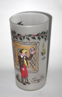 Federal Glass Dickens Characters Frosted Tumblers 1950s Set of 5 Gay 