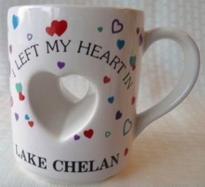 Hearts Lake Chelan WA Papel Ceramic Coffee Tea Cup Mug