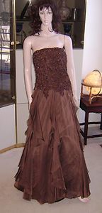 NWT MON CHERI COCOA BALL GOWN PAGEANT HOLIDAY PROM PLUS QUEEN DRESS Sz 