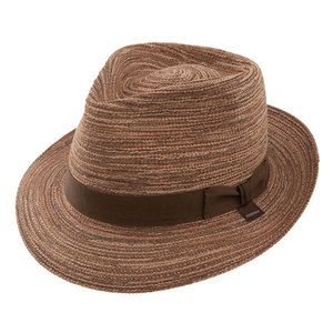 Stetson Straw Fedora Chester Brown Beige or Gray