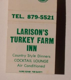 1960s Matchbook Larisons Turkey Inn Chester NJ Morris