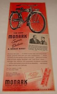1947 Monark Super Deluxe Bicycle Ad Charles Coburn
