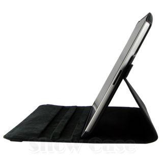 360 Rotating iPad3 Black Check Pattern PU Leather Case Smart Cover 