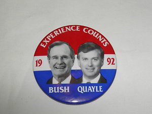 Vintage George Bush Dan Quayle Unsuccessful Campaign Button Pinback 