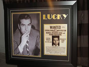 CHARLES Lucky LUCIANO Wanted FBI Poster MAFIA MOB Custom Frame al 