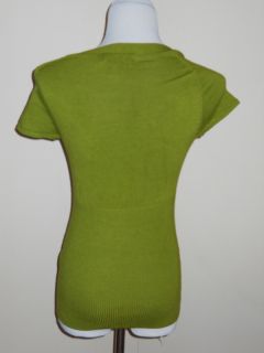 Chelsea Theodore Designer Womens Green Career Sweater Top Blouse Size 