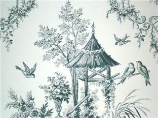 charming chelsea gardens toile in dark green against an off white 