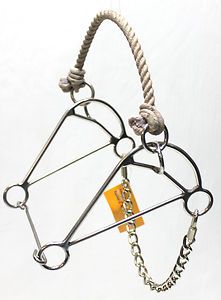    Steel Rope Nose Hackamore with Curb Chain Slobber Bar Horse Tack