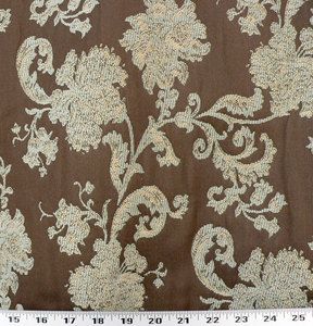 DRAPES Chocolate Brown Spa Blue Chenille Damask Warm Thermal Lined 