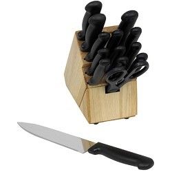 Chicago Cutlery Basics 15 Piece Knife Block Set with Black Handles 