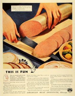   American Meat Institute Chicago Liver Sausage Cutting Board Knife WWII