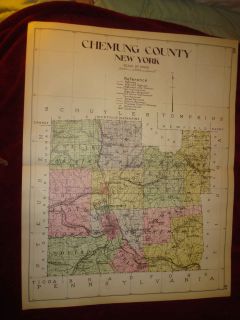 Antique Chemung County New York Map Elmira Wellsburg