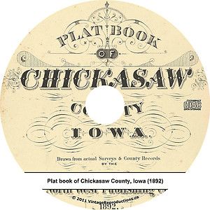 1892 Plat Book of Chickasaw County Iowa IA History Genealogy Maps Book 