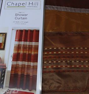 New CHAPEL HILL fabric shower curtain GYPSY PATH red gold elegant 70 x 