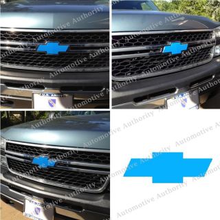 Chevy Silverado Blue Bowtie Grille Emblem Cover Wrap Decal Sticker 03 