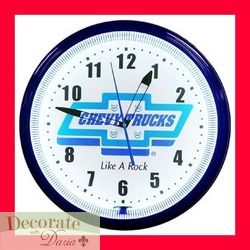 Chevy Trucks Like A Rock Neon 20 Clock Made in The USA 1 Year 