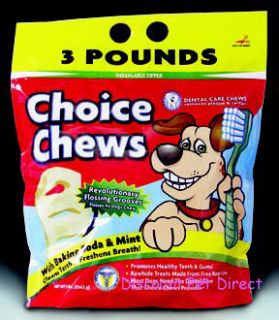 lbs Choice Chews Dental Dog Treats Mint Rawhide Chips