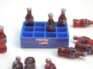 Lot 2 Dollhouse Miniatures Drink Coke Pepsi Tray Bottle