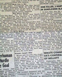Lake Chelan Washington School Bus Crash 1945 Newspaper