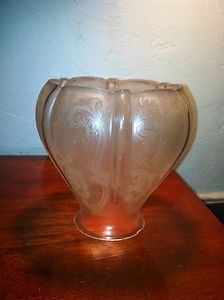 Antique Gas Kerosene Oil Lamp Glass Globe Tulip Shaped Etched 2 25 