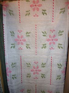   Chenille Drapes 2 Panels Pink Green w White Background 85 Curtains