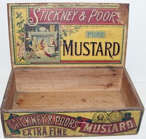   Advertising Box Stickney & Poors Mustard Wood Box Cherryfield Maine