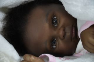 Reborn Baby Girl African American Hand Rooted Hair GHSP