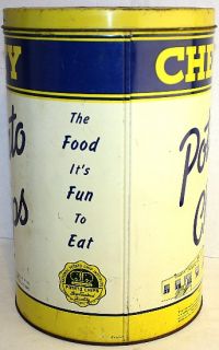 1940s Chesty Potato Chips Terre Haute, Indiana 1 LB. Tin Can