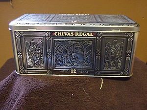 Collectable Tin Chivas Regal 12 years scotch whiskey Authentic Metalic 