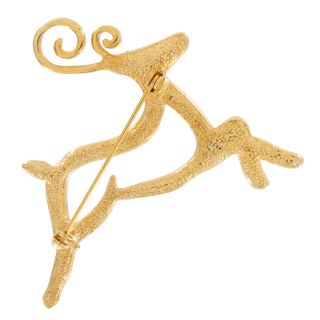 Vintage Christmas Pin Brooch Gold Plated Rhinestone Reindeer