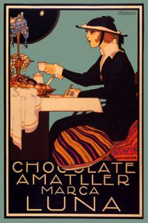 Chocolate Amatller Tiffany Lamp Large Vintage Advertising Poster Repo 