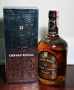 Vtg 1980s Chivas Regal Scotch Whiskey 12 Year with Box