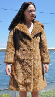 Mink Fur Jacket Coat Autumn Haze Blonde Chevron Pattern Womans Sz s 