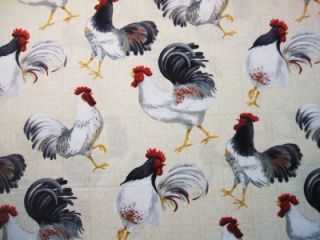   Country Touch Large Rooster Chicken Farm Daphne B Fabric Yard