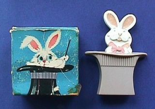   Rabbit in Hat Vintage 1975 Pop Up Movement Childs Jewelry w Box