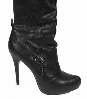 Report Signature Kane Thigh High Black Leather Boots 9 Platform High 