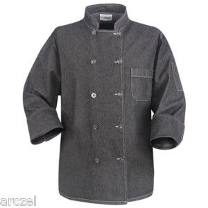 Traditional Black Denim Chef Coat Size M Cotton