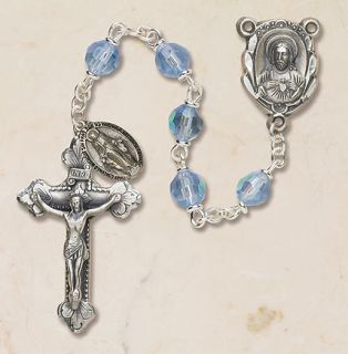 Sacred Heart of Jesus Rosary Cielo Blue Beads Miraculous Dangle 