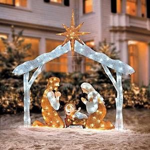 OUTDOOR HOLIDAY CHRISTMAS LIGHTED NATIVITY SCENE Yard Art Display 