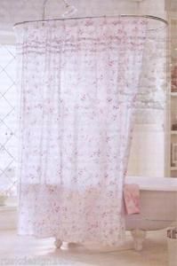    Shabby Chic Ruffled Cherry Blossom Shower Curtain 72x72 Pink Floral