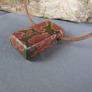 Cherry Creek Red hand cut polished necklace pendant leather cord 