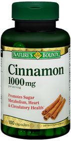 Natures Bounty Cinnamon 1000 MG Sugar Metabolism Health Supplement 