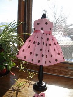 Pink Chocolate Polka Dot Dress Fits 18 American Girl Doll Clothes 
