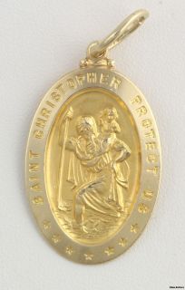 St Christopher Protect US Pendant Medal 14k Yellow Gold 5 5g Religious 