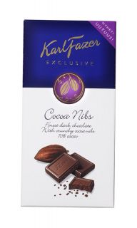 Dark Chocolate Bar with Cocoa Nibs 70 Cacao 80g Fazer