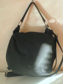 Christopher Kon Co Lab Handbag Black Soft Nylon Hobo Backpack Sling