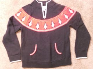Black Red Penguin Sweater Christopher Banks M Medium 100 Cotton