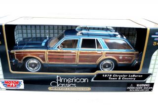 Motor Max 1979 Chrysler LeBaron Town Country 1 24 Woody Blue Diecast