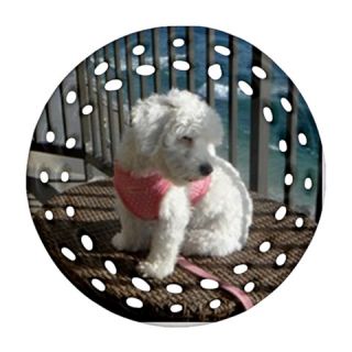 Maltipoo Porcelain Round Filigree Christmas Ornament Maltese Puppy Dog