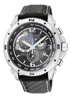 Citizen Eco Drive Marinaut Super Titanium Sapphire 100M Leather Watch